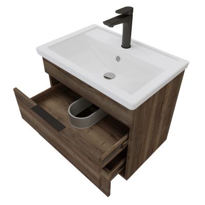 Тумба под раковину в ванной подвесная Grossman ФОРТА-70 см, темный дуб